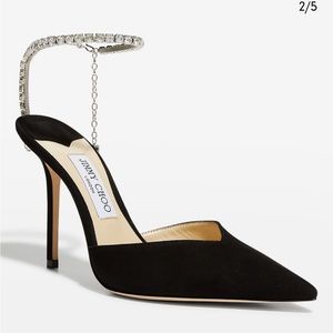 Jimmy Choo Saeda Crystal Wrap Suede Pumps